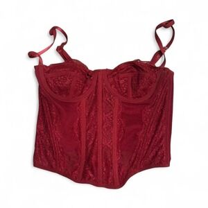Burgundy lace corset top